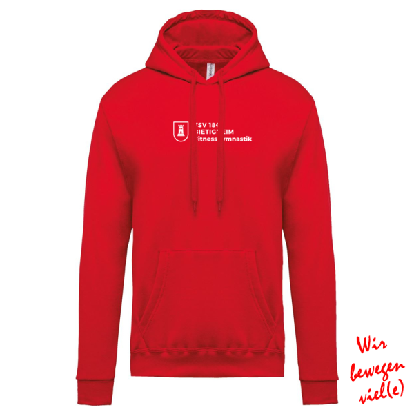 Fitnessgymnastik Herren Hoody / rot mit Rückenlogo