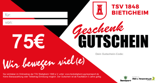 TSV Geschenk Gutschein 75,00€