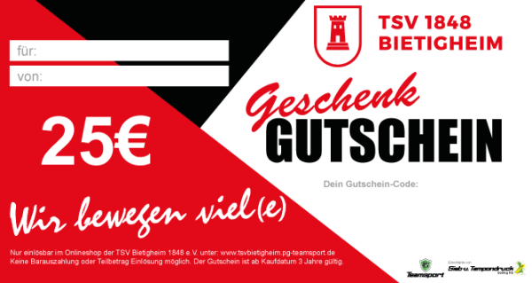 TSV Geschenk Gutschein 25,00€